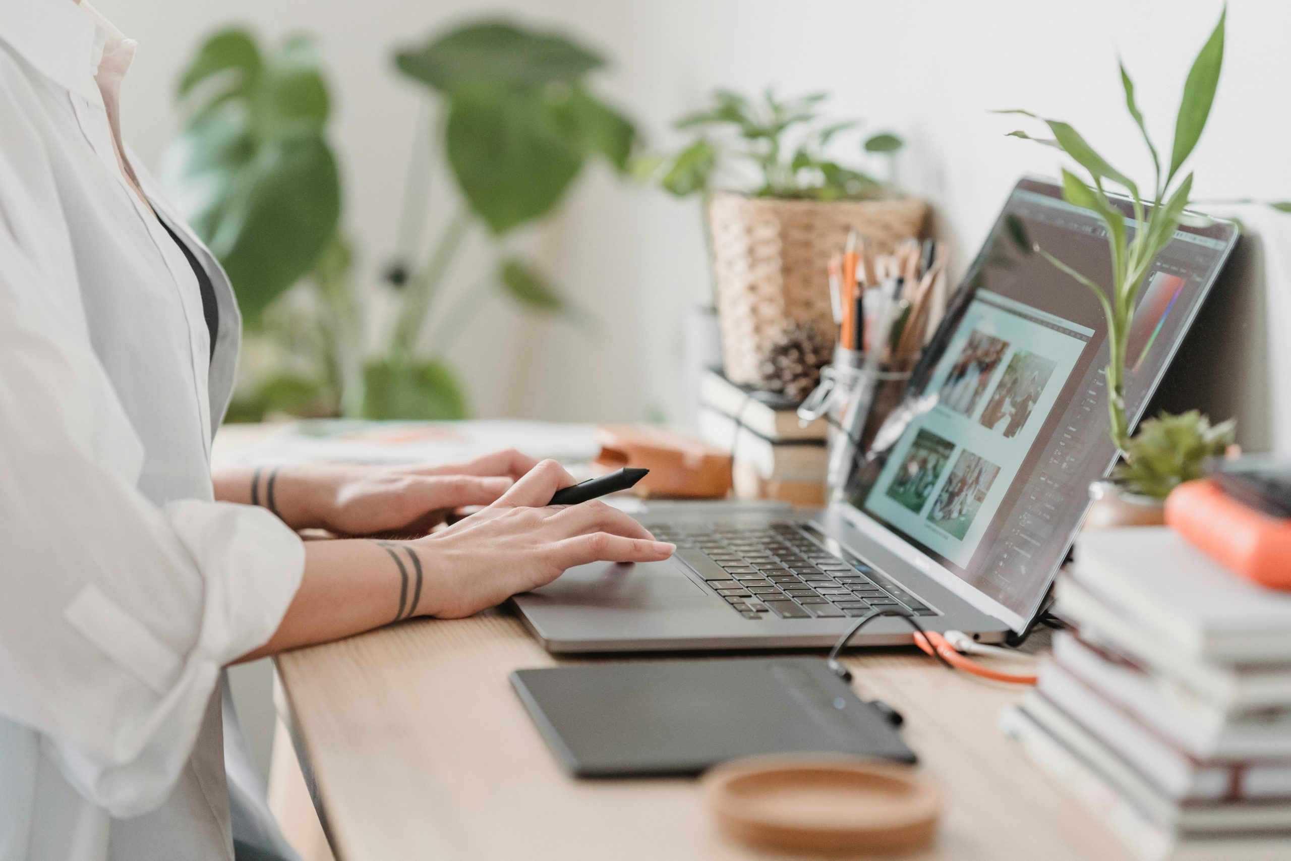 Girl Working In Photoshop on MacBook